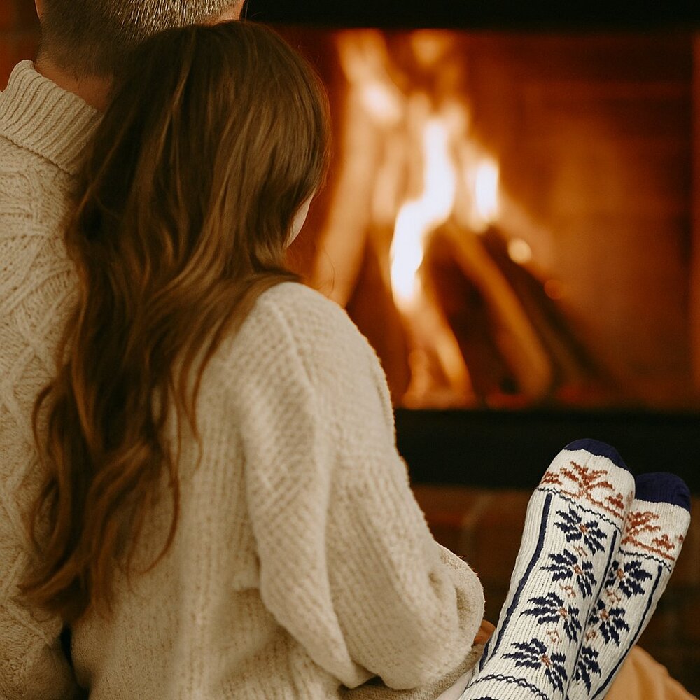 Cozy Knit Nordic Snowflake Pattern Christmas Cream Slipper Socks Gift Ready!